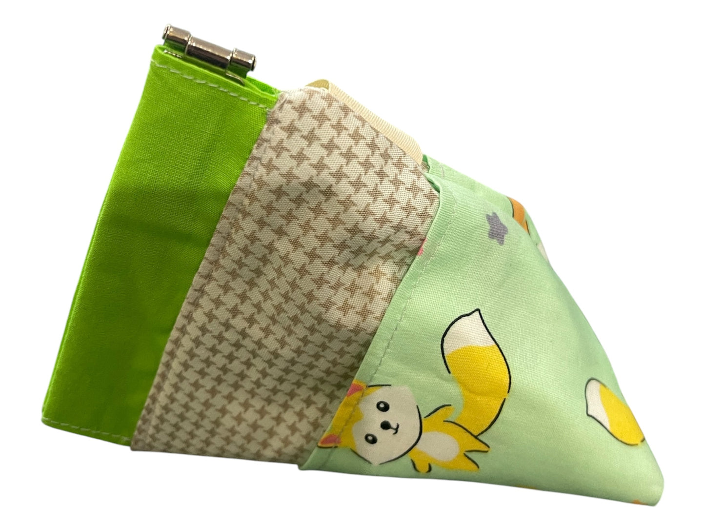Small Snap Keyring Purse - Foxes with Green