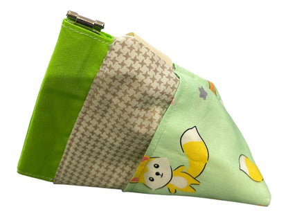 Small Snap Keyring Purse - Foxes with Green
