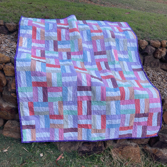 Pastel Stars Quilt with White Quilt Finished Size 56" x 68" Approx
