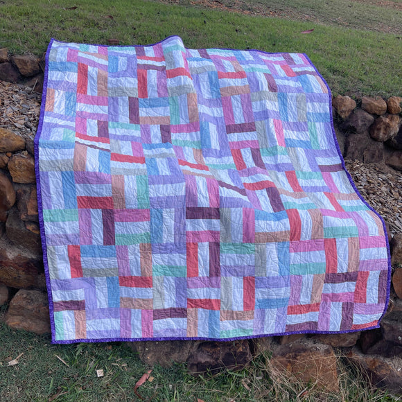 Pastel Stars Quilt with White Quilt Finished Size 56