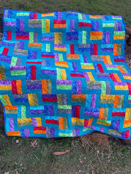 Marble Quilt with Teal Quilt Finished Size 56" x 68" Approx