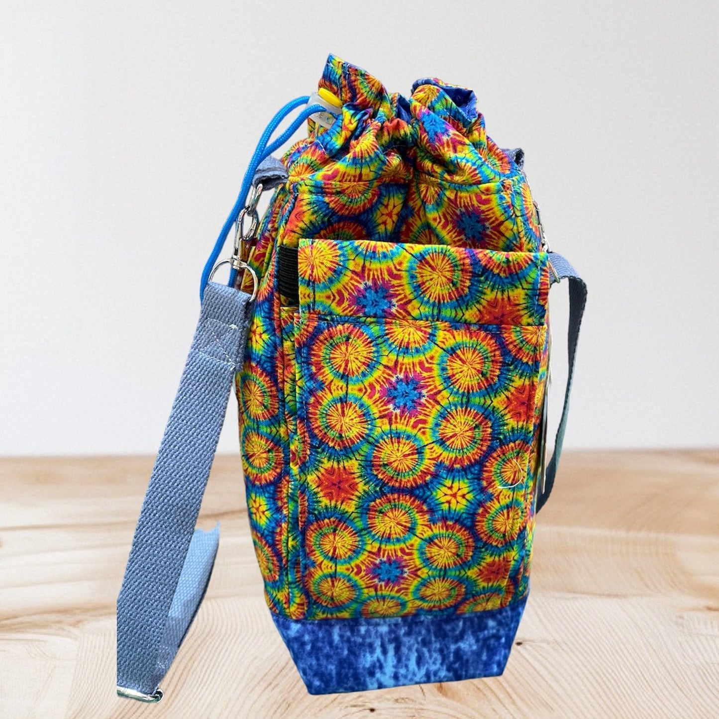 Water Bottle, Phone & Wallet Bag - Sunburst w Blue Lining